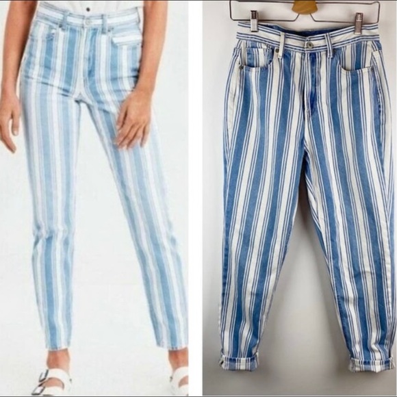SOLD American Eagle Retro Indigo Stripe Mom jeans - Picture 2 of 7